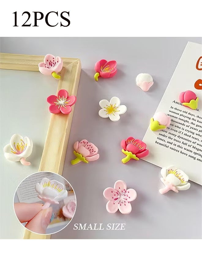 واي جيه 12 قطعة مغناطيس ثلاجة على شكل زهرة، مغناطيسات زهور، مغناطيسات للسبورة البيضاء للمكتب، المنزل، المطبخ - Image 1